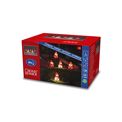 Konstsmide LED Acryl Schneemänner und Santas, 5er-Set, 40 warm weiße Dioden, 24V, Außen (IP44), 3,6W, weißes Kabel - 6254-103 von Konstsmide