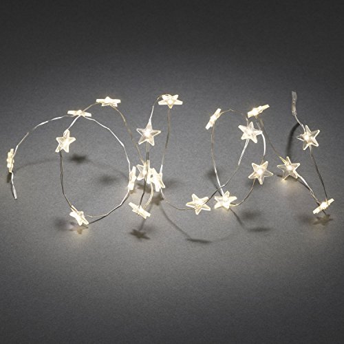 Konstsmide LED Dekolicherkette, 20 transparente Sterne, mit an/aus Schalter, mit Funkeleffekt, 20 warm weiße Dioden, batteriebetrieben, Innen, transparenter Draht - 3199-103, Klar Konstsmide LED Dekolicherkette, 20 transparente Sterne, mit an/aus Schalter, mit Funkeleffekt, 20 warm weiße Dioden, batteriebetrieben, Innen, transparenter Draht - 3199-103, Klar von Konstsmide