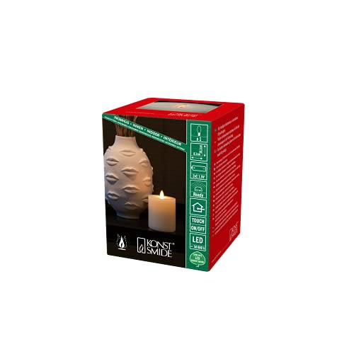 Konstsmide LED Echtwachskerze, cremeweiß, 3D Flamme, per Touch: AN/AUS, 5H-Timer, fernbedienbar: 1651-700, 1 warm weiße Diode, batteriebetrieben, Innen, Batterie: 2 x C 1, 5V (exkl.) - 1620-115 von Konstsmide