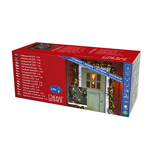 Konstsmide LED Fichtengirlande, grün, 5m, 120 bernsteinfarbene Dioden, 24V Außentrafo, grünes Kabel - 2708-800 Konstsmide LED Fichtengirlande, grün, 5m, 120 bernsteinfarbene Dioden, 24V Außentrafo, grünes Kabel - 2708-800 von Konstsmide