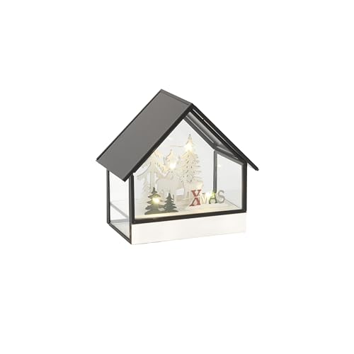 Konstsmide LED Glashaus mit Holzfuß "Xmas", mit 6h Timer, 5 warm weiße Dioden, batteriebetrieben, Innen, 0,3W, 2 x AA 1.5V (exkl.) - 3225-270 von Konstsmide