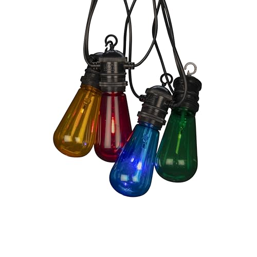 Konstsmide LED Globe Party Lichterkette mit Water drop-Effekt, 10 bunte Birnen / 10 bernsteinfarbene Dioden, 5V, Außen (IP44), 2,5W, schwarzes Kabel - 4149-500 von Konstsmide