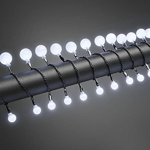 Konstsmide LED Globelichterkette, kleine & große runde Dioden, 80 kalt weiße Dioden, 24V Außentrafo, schwarzes Kabel - 3680-207 von Konstsmide