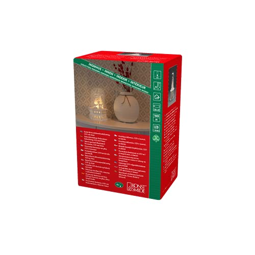 Konstsmide LED Holzsilhouette,"Rentiere und Bäume unter Glaskuppel",6H Timer, 6 warm weiße Dioden, batteriebetrieben, Innen, 0,36W, Batterie: 2 x AA 1,5V (exkl.), 3281-210 von Konstsmide