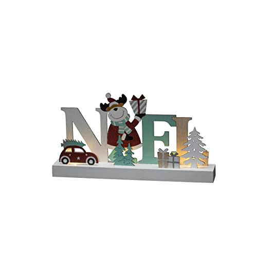 Konstsmide LED Holzsilhouette "Noël", bunt, 6H Timer, 4 warm weiße Dioden, batteriebetrieben, Innen, 2 x AA 1.5V (exkl.) - 3275-500 von Konstsmide
