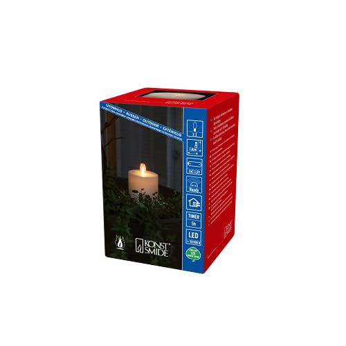 Konstsmide LED Kerze, cremeweiß, 5H Timer, fernbedienbar, zugehörige Fernbedienung: 1651-700, 1 warm weiße Diode, batteriebetrieben, Außen, Batterie: 2 x C 1, 5V (exkl.) - 1634-115, 13 cm von Konstsmide