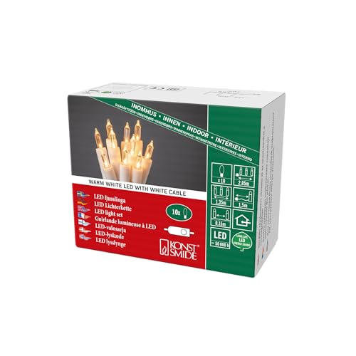 Konstsmide LED Lichterkette, mit an/aus Schalter, 10 warm weiße Dioden, 230V, Innen, weißes Kabel - 6300-102 Konstsmide LED Lichterkette, mit an/aus Schalter, 10 warm weiße Dioden, 230V, Innen, weißes Kabel - 6300-102 von Konstsmide