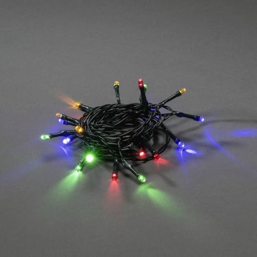 Konstsmide LED Lichterkette, mit an/aus Schalter, 6h Timer, 10 bunte Dioden, batteriebetrieben, Innen, grünes Kabel, 2 x AA 1.5V (exkl.) - 1407-500 von Konstsmide
