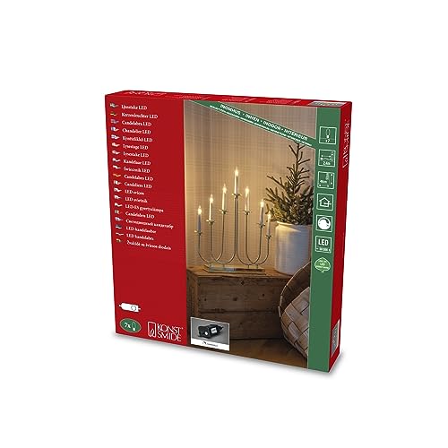 Konstsmide LED Metallleuchter, messingfarben lackiert, inkl. Dimmer, 7 warm weiße Dioden, 24V, Innen, 3,6W, weißes Kabel - 2052-810TR von Konstsmide