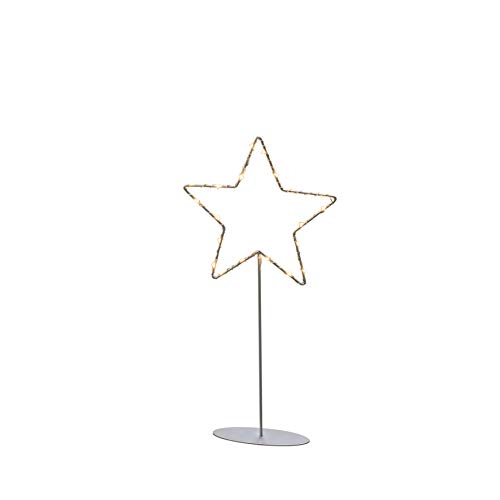 Konstsmide LED Metallstern mit Metall-Fuß, silberfarben lackiert, mit silberfarbenem Draht umwickelt, 6h Timer, 20 bernsteinfarbene Dioden, batteriebetrieben, Innen, transparentes Kabel - 1218-993 Konstsmide LED Metallstern mit Metall-Fuß, silberfarben lackiert, mit silberfarbenem Draht umwickelt, 6h Timer, 20 bernsteinfarbene Dioden, batteriebetrieben, Innen, transparentes Kabel - 1218-993 von Konstsmide
