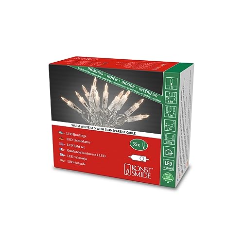 Konstsmide LED Minilichterkette, One String, mit Schalter, 35 warm weiße Dioden, 230V, Innen, transparentes Kabel - 6302-123, Warmweiß Konstsmide LED Minilichterkette, One String, mit Schalter, 35 warm weiße Dioden, 230V, Innen, transparentes Kabel - 6302-123, Warmweiß von Konstsmide