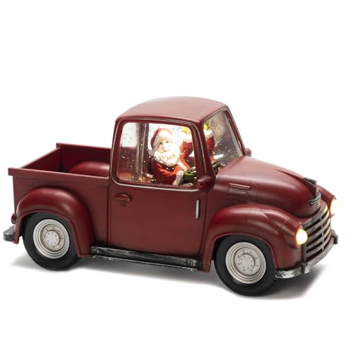 Konstsmide LED Pick-up mit Weihnachtsmann, wassergefüllt, rot, mit Weihnachtsmann als Fahrer, mit an/aus Schalter, 5h Timer, rot, batteriebetrieben, Innen, 3 warm weiße Dioden - 4384-550 von Konstsmide