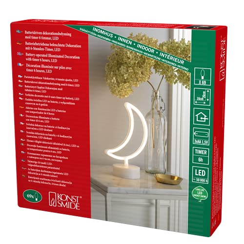 Konstsmide LED Schlauchsilhouette Mond, 6h Timer, 69 warm weiße Dioden, batteriebetrieben, Innen, 4, 4W, Batterie: 3 x AA 1, 5V (exkl.) - 3069-100 von Konstsmide