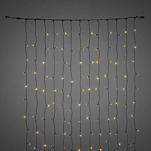 Konstsmide LED System Erweiterung, Lichtervorhang, 208 bernsteinfarbene Dioden, Außen (IP44), schwarzes Soft-Kabel - 4825-807 von Konstsmide