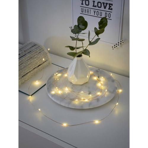 Konstsmide Micro LED Lichterkette, 6h Timer, 40 warm weiße Dioden, batteriebetrieben, Innen, kupferfarbener Draht - 1461-160 von Konstsmide