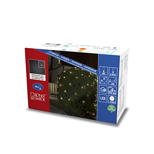 Konstsmide Micro LED Lichternetz, gefrostet, 96 warm weiße Dioden, 36V Außentrafo, schwarzes Kabel - 3787-100 Konstsmide Micro LED Lichternetz, gefrostet, 96 warm weiße Dioden, 36V Außentrafo, schwarzes Kabel - 3787-100 von Konstsmide