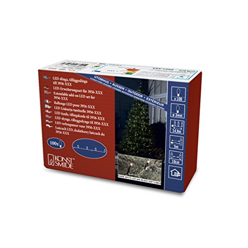 Konstsmide Micro LED kompakt System Erweiterung: Lichterkette, 100 warm weiße Dioden, Außen (IP44), schwarzes Soft-Kabel - 3957-107, 1490 x 1 x 1 cm von Konstsmide