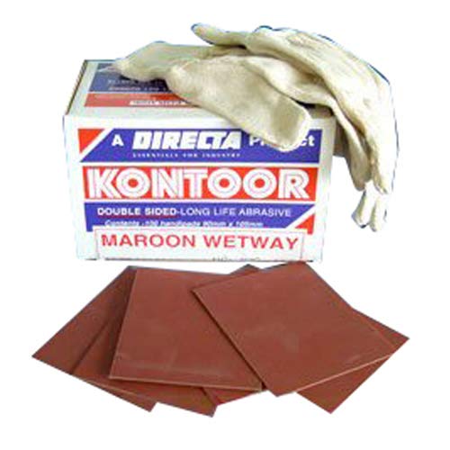 Kontoor Abrasive MP1ASS doppelseitiges Schleifblatt, Kastanienbraun, Körnung sortiert, 90 mm x 105 mm von Kontoor Abrasive