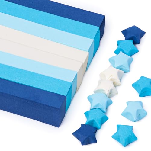 Koogel 1080 Blatt Stern Origami Papier, Blauer Stern Papierstreifen Doppelseitiges Origami Sterne Papier Glücksstern Papier für DIY Handwerk Kunst Schulbedarf von Koogel