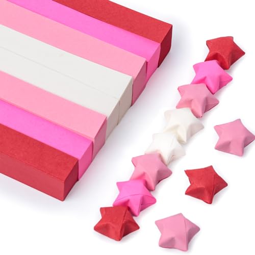 Koogel 1080 Blatt Stern Origami Papier, Roter Stern Papierstreifen Doppelseitiges Origami Sterne Papier Glücksstern Papier für DIY Handwerk Kunst Schulbedarf von Koogel