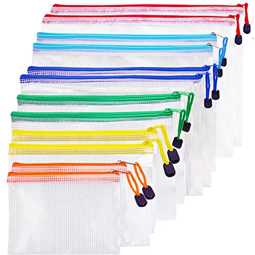 Koogel 12 Stück Dokumententaschen mit Reißverschluss, 6 Größen & 6 Farben, Wasserdichte Mesh Dokumentenmappe für Rechnung, Datei, Kosmetik, Bürobedarf, Hausaufgaben, Schule & Reise Koogel 12 Stück Dokumententaschen mit Reißverschluss, 6 Größen & 6 Farben, Wasserdichte Mesh Dokumentenmappe für Rechnung, Datei, Kosmetik, Bürobedarf, Hausaufgaben, Schule & Reise von Koogel