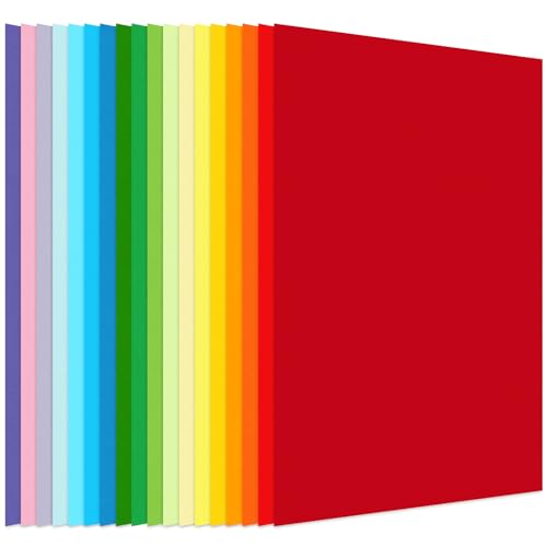 Koogel 20 Blatt farbiges Kartonpapier, A4, buntes Konstruktionspapier, 21,1 x 29,7 cm, Kunstkarton für Bastelarbeiten, Kartenherstellung, Scrapbooking, Klassenzimmer-Zubehör (250 g/m² + 120 g/m²) von Koogel