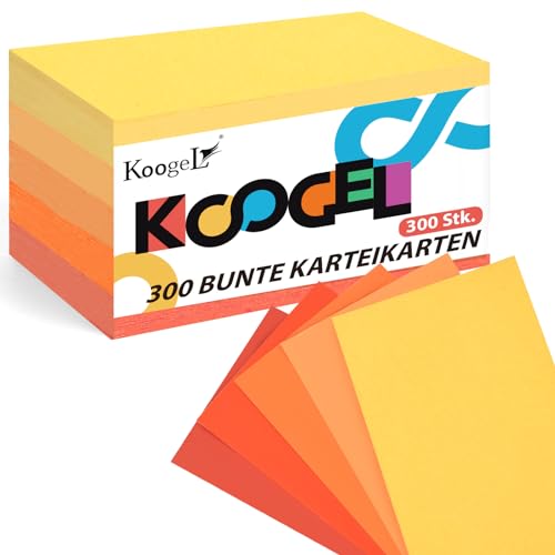 Koogel 300 Blatt Moderationskarten Orange, 12,5 x 7,5 cm Blanko Karteikarten für Vokabel Lernen Büro Schule Präsentation Moderation von Koogel