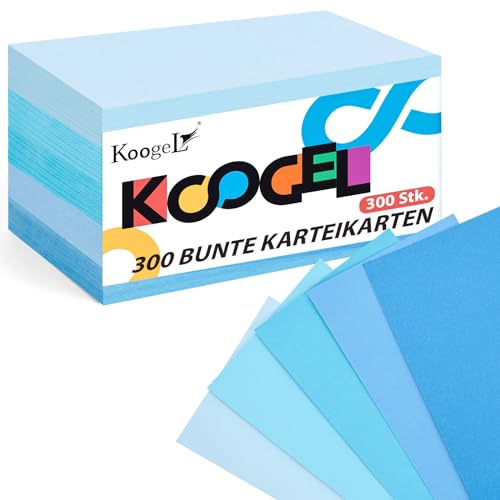 Koogel 300 Blatt Moderationskarten Blau, 12,5 x 7,5 cm Blanko Karteikarten für Vokabel Lernen Büro Schule Präsentation Moderation von Koogel