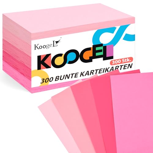 Koogel 300 Blatt Moderationskarten Rosa, 12,5 x 7,5 cm Blanko Karteikarten für Vokabel Lernen Büro Schule Präsentation Moderation von Koogel