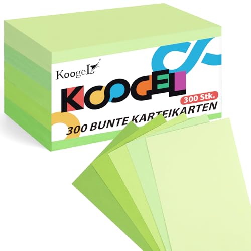 Koogel 300 Blatt Moderationskarten Grün, 12,5 x 7,5 cm Blanko Karteikarten für Vokabel Lernen Büro Schule Präsentation Moderation von Koogel