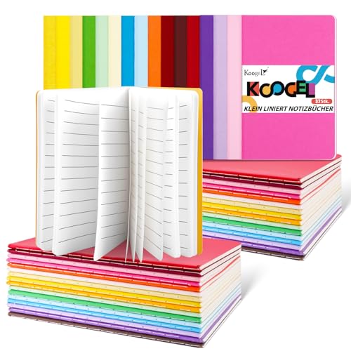 Koogel 32 Stück Kleine Liniert Notizbücher, A6 Notizbuch Journal Tagebuch Notizblöcke Schulhefte 13cm x 9cm Notizbücher mit Kraftpapier-Einband 16 Farben von Koogel