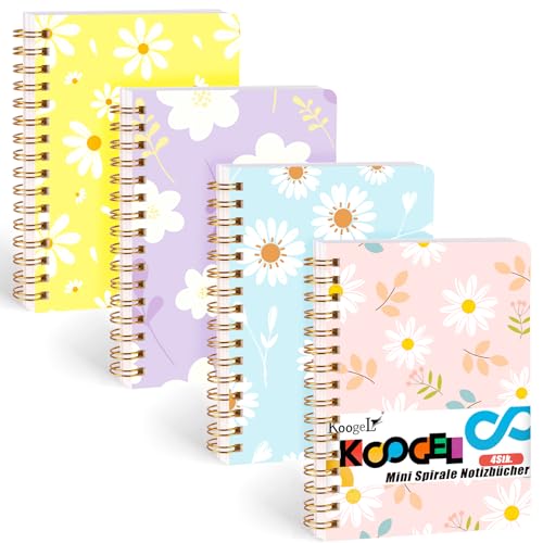 Koogel 4 Stück Mini-Spiralnotizbuch, niedliche Taschennotizbücher Kleines Notizblock für Frauen als Geschenk für Büro und Schule von Koogel