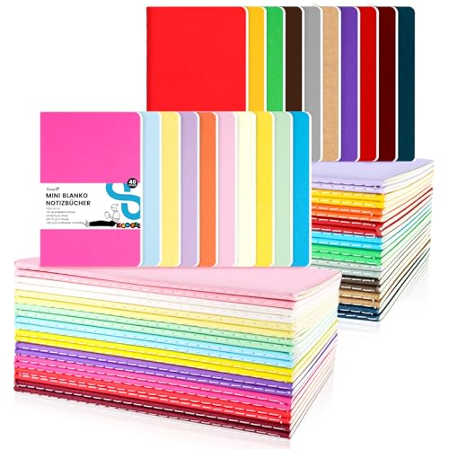 Koogel 40 Stück Kleine Blanko Notizbücher, A6 Notizbuch Journal Tagebuch Notizblöcke Schulhefte 14cm x 9cm Notizbücher mit Kraftpapier-Einband 20 Farben Koogel 40 Stück Kleine Blanko Notizbücher, A6 Notizbuch Journal Tagebuch Notizblöcke Schulhefte 14cm x 9cm Notizbücher mit Kraftpapier-Einband 20 Farben von Koogel