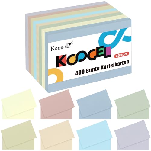 Koogel 400 Stück Moderationskarten, 12,5x7,6cm Blanko Karteikarten Bunt für Meetings, Trainings und Schule von Koogel