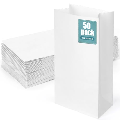 Koogel 50 weiße Papiertüten, kleine Kraftpapiertüten, Snack-Tüten, Lunch-Taschen für Bastelarbeiten, Babypartys, Hochzeiten, Partygeschenke Koogel 50 weiße Papiertüten, kleine Kraftpapiertüten, Snack-Tüten, Lunch-Taschen für Bastelarbeiten, Babypartys, Hochzeiten, Partygeschenke von Koogel