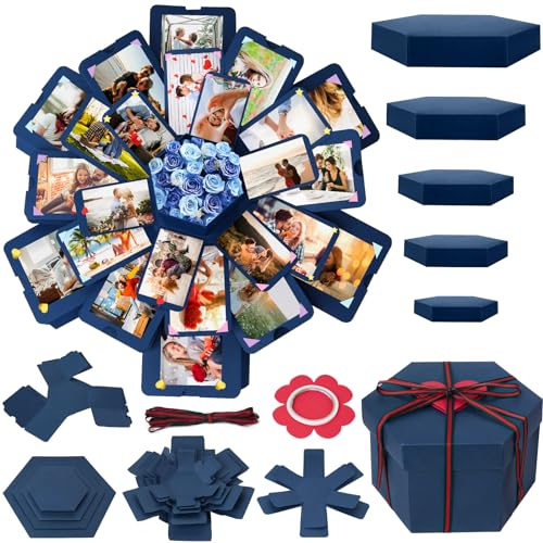 Koogel Explosion Geschenkbox, Blau Explodierendes Fotoalbum Überraschung Liebesbox mit DIY Scrapbooking Zubehör für Jahrestag, Geburtstag, Hochzeit Koogel Explosion Geschenkbox, Blau Explodierendes Fotoalbum Überraschung Liebesbox mit DIY Scrapbooking Zubehör für Jahrestag, Geburtstag, Hochzeit von Koogel
