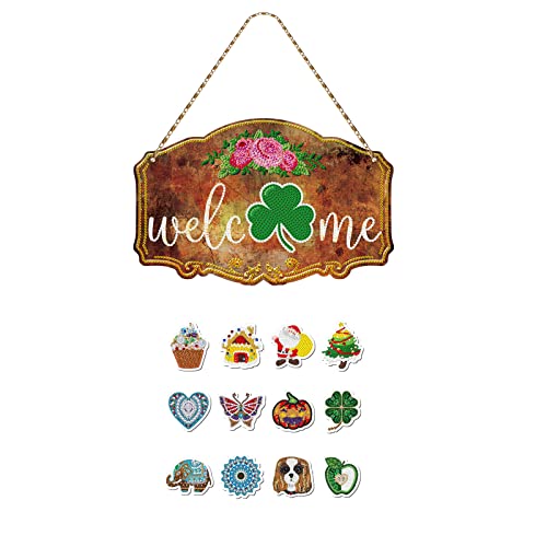 KookuLEE 5D-Diamant-Malerei-Set,weicher magnetischer Aufkleber, PVC, leuchtend, Weihnachten, Halloween, Hängeetikett, Innenhof, Zaun, Plankenmalerei, Innenhofdekoration, Willkommensschild(B) von KookuLEE