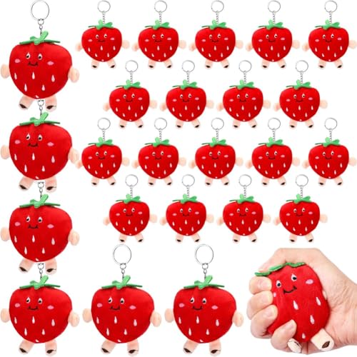Koolenry 24 Stück Süße Erdbeer-Frucht-Schlüsselanhänger, Plüsch-Anhänger, Roter Plüsch, Gefüllt, Kawaii-Anhänger, Goodie-Bag für Erdbeer-Partygeschenke Koolenry 24 Stück Süße Erdbeer-Frucht-Schlüsselanhänger, Plüsch-Anhänger, Roter Plüsch, Gefüllt, Kawaii-Anhänger, Goodie-Bag für Erdbeer-Partygeschenke von Koolenry