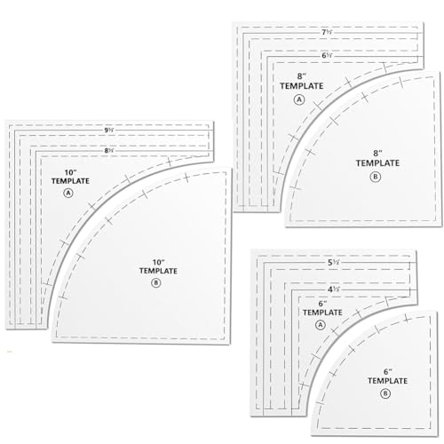 Koolenry 3-Teilige Drunkards Path Quilting-Vorlagen. Große Quilting-Lineale und Vorlagen zum Schneiden Von Mustern mit 1/4 Nahtzugabe Koolenry 3-Teilige Drunkards Path Quilting-Vorlagen. Große Quilting-Lineale und Vorlagen zum Schneiden Von Mustern mit 1/4 Nahtzugabe von Koolenry