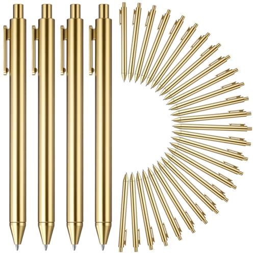 Koolenry 30 Stück Goldene Kugelschreiber, Großpackung, Einziehbar, Schwarze Tinte, Mittlere Spitze, für Hochzeit, Brautparty, Geschäftsbüro von Koolenry