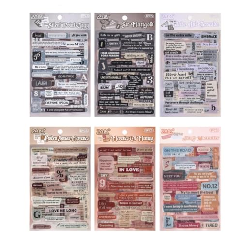 Koolenry 36 Blätter Love Word Aufkleber 6 Pack - Funny Motivational Zitat Aufkleber für das Journaling Scrapbooking für Junk Journal Koolenry 36 Blätter Love Word Aufkleber 6 Pack - Funny Motivational Zitat Aufkleber für das Journaling Scrapbooking für Junk Journal von Koolenry