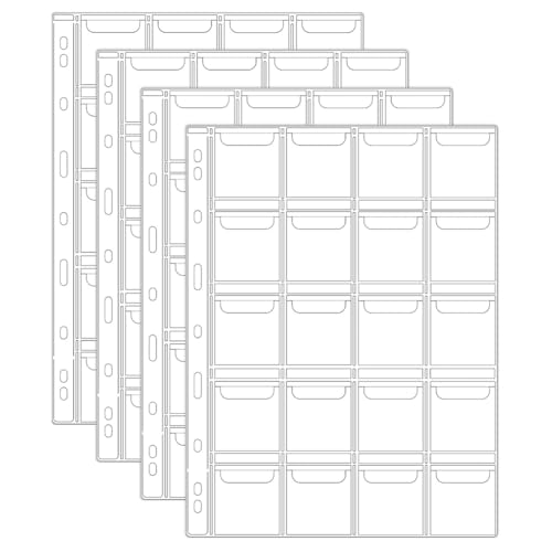Koolenry 4 Blatt 20-Münzsammelseiten, Transparente PVC-Münzbinder-Einlagenhüllen mit 9-Loch-Sammelbinder-Schutzhüllen Koolenry 4 Blatt 20-Münzsammelseiten, Transparente PVC-Münzbinder-Einlagenhüllen mit 9-Loch-Sammelbinder-Schutzhüllen von Koolenry