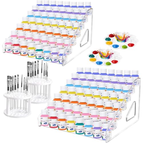 Koolenry Ersatzteile Kit 6PCS Acrylfarben Organizer mit Pinselhalter, 7-Stufige Miniaturfarbe, Craft-Lager-Rack für 2 Unzen Acrylfarben von Koolenry