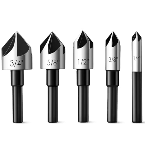 Koolenry Feanron 1/4 "Shank HSS4241 Countersink -Bohrbitset, 5 Stcs für Stahl, für Counter -Spüle Koolenry Feanron 1/4 "Shank HSS4241 Countersink -Bohrbitset, 5 Stcs für Stahl, für Counter -Spüle von Koolenry