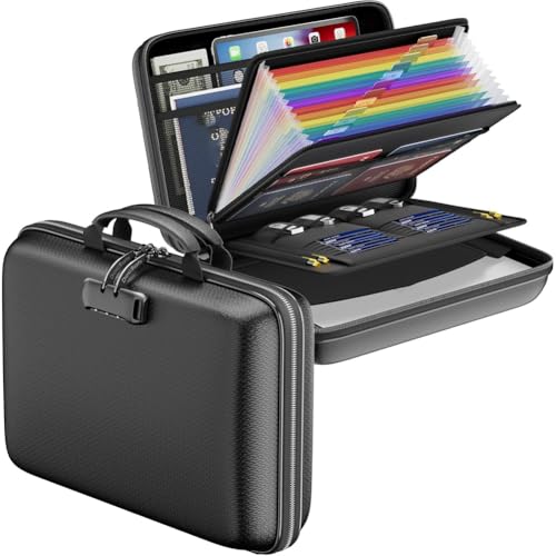 Koolenry Fireproof-Dokumentbox mit Feuerschutz-Datei Organizer Hard-Shell-Fall mit 13 Akkordeondateiordner für Wichtige Koolenry Fireproof-Dokumentbox mit Feuerschutz-Datei Organizer Hard-Shell-Fall mit 13 Akkordeondateiordner für Wichtige von Koolenry