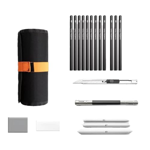 Koolenry Skizzenstift-Set, Zeichenstift, Skizzierstift, Schülerzeichnung, Kunst, Zeichenpinsel, HB-Stift, Vorhang-Set, Box Stil 38 von Koolenry