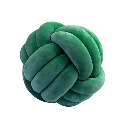 Koomuao Knotenkissen Rund Weicher Samtstoff Knoten-Ball-Kissen Nordische Dekokissen Zierkissen Knoten Geknotetes Kissen für Sofa, Bett, Wohnzimmer, Babyzimmer (Dunkelgrün, 22cm) von Koomuao