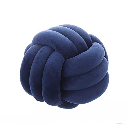 Koomuao Knotenkissen Rund Weicher Samtstoff Knoten-Ball-Kissen Nordische Dekokissen Zierkissen Knoten Geknotetes Kissen für Sofa, Bett, Wohnzimmer, Babyzimmer (Navy blau, 28cm) von Koomuao