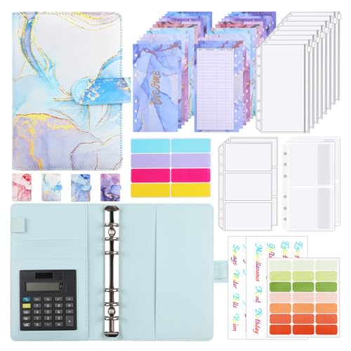 Liemuao A6 Binder Budget Planner Deutsch,Budgetplaner mit Folien,Ringbuch Finanzplaner mit Geldumschläge,Etikettenaufklebern Sparbuch für Reisen,Tagebuch und Geschenk (Weiß) von Koomuao