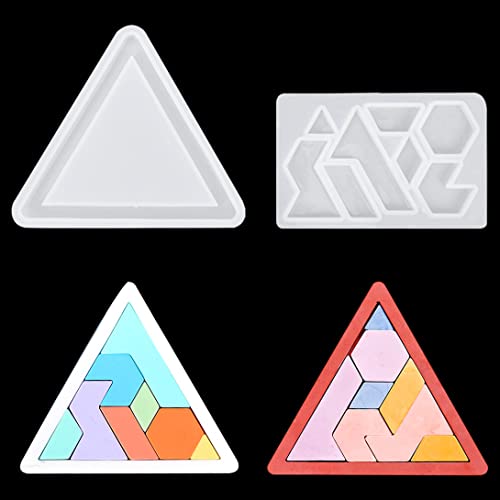 Koonafy 2 Stück Puzzle Silikonform Triangle Untersetzer Form Epoxidharz für DIY Puzzle Dekoration (Puzzle silikonform) von Koonafy